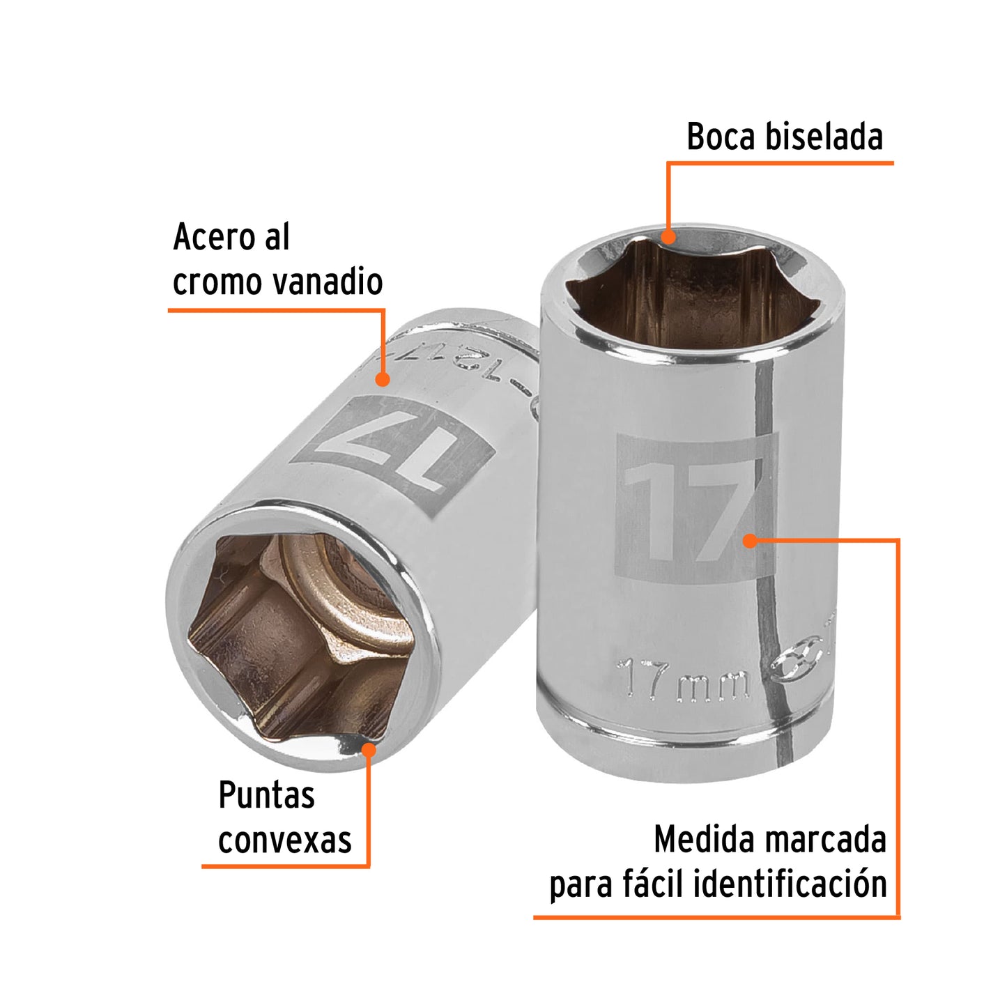 Dado 17 mm 6p cuadro 1/2pulg