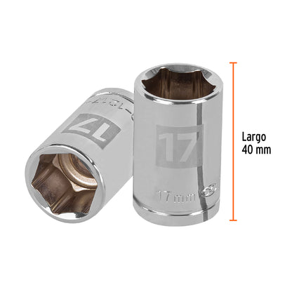 Dado 17 mm 6p cuadro 1/2pulg