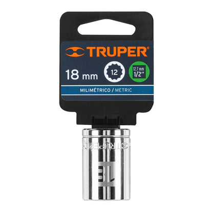 Dado 18 mm 12p cuadro 1/2pulg