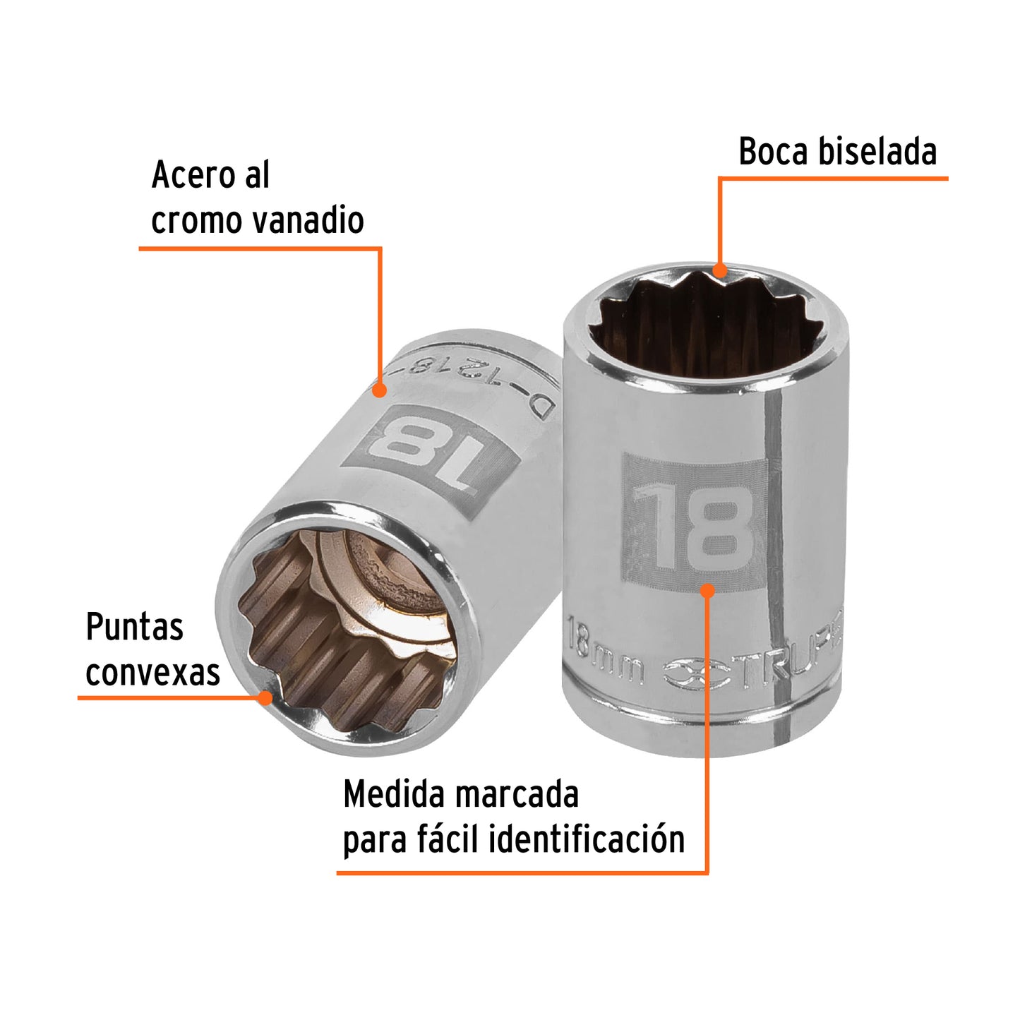 Dado 18 mm 12p cuadro 1/2pulg