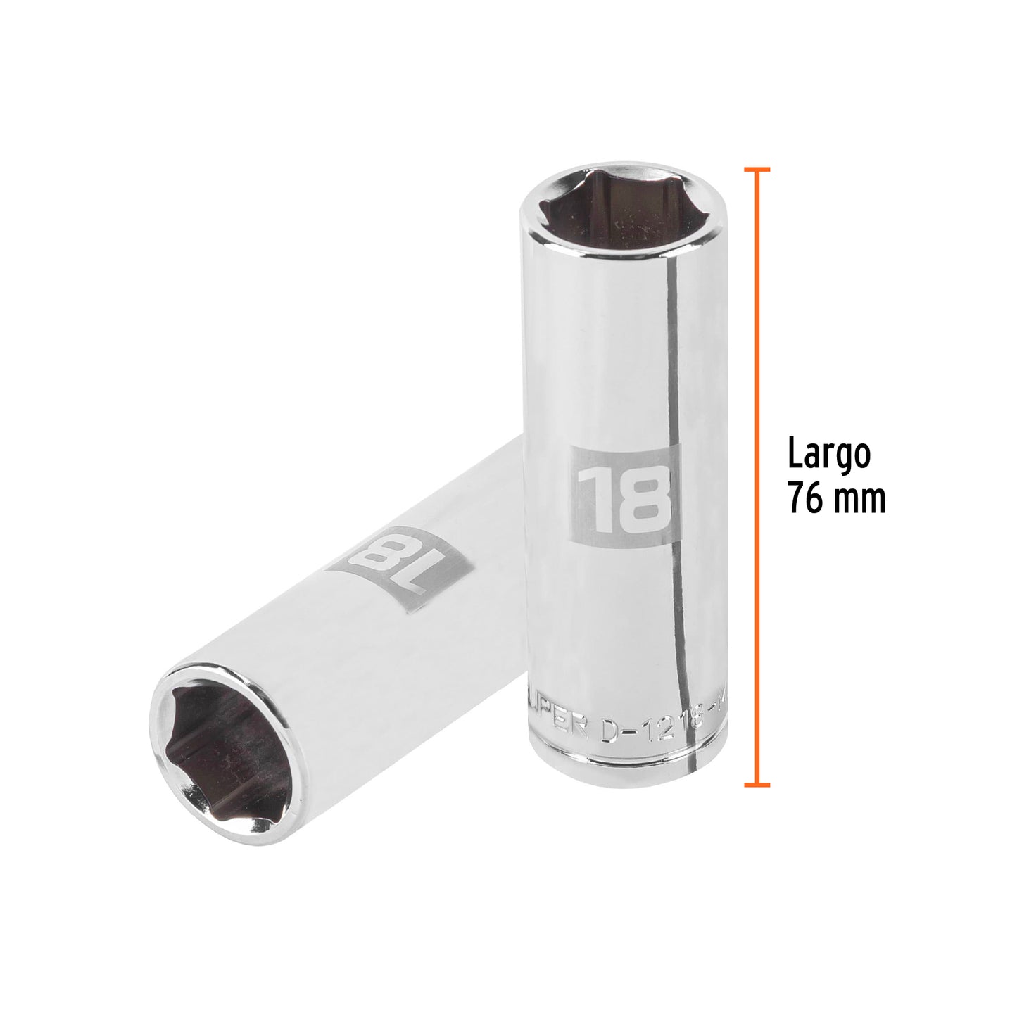 Dado largo 18 mm 6p cuadro 1/2pulg