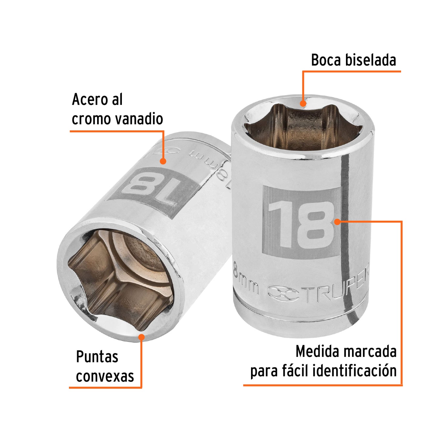Dado 18 mm 6p cuadro 1/2pulg