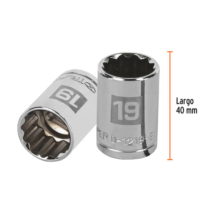Dado 19 mm 12p cuadro 1/2pulg