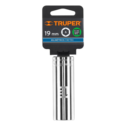 Dado largo 19 mm 6p cuadro 1/2pulg