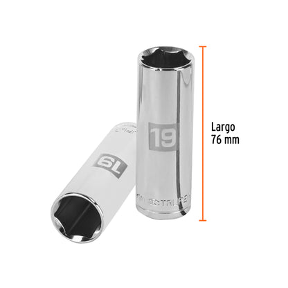 Dado largo 19 mm 6p cuadro 1/2pulg