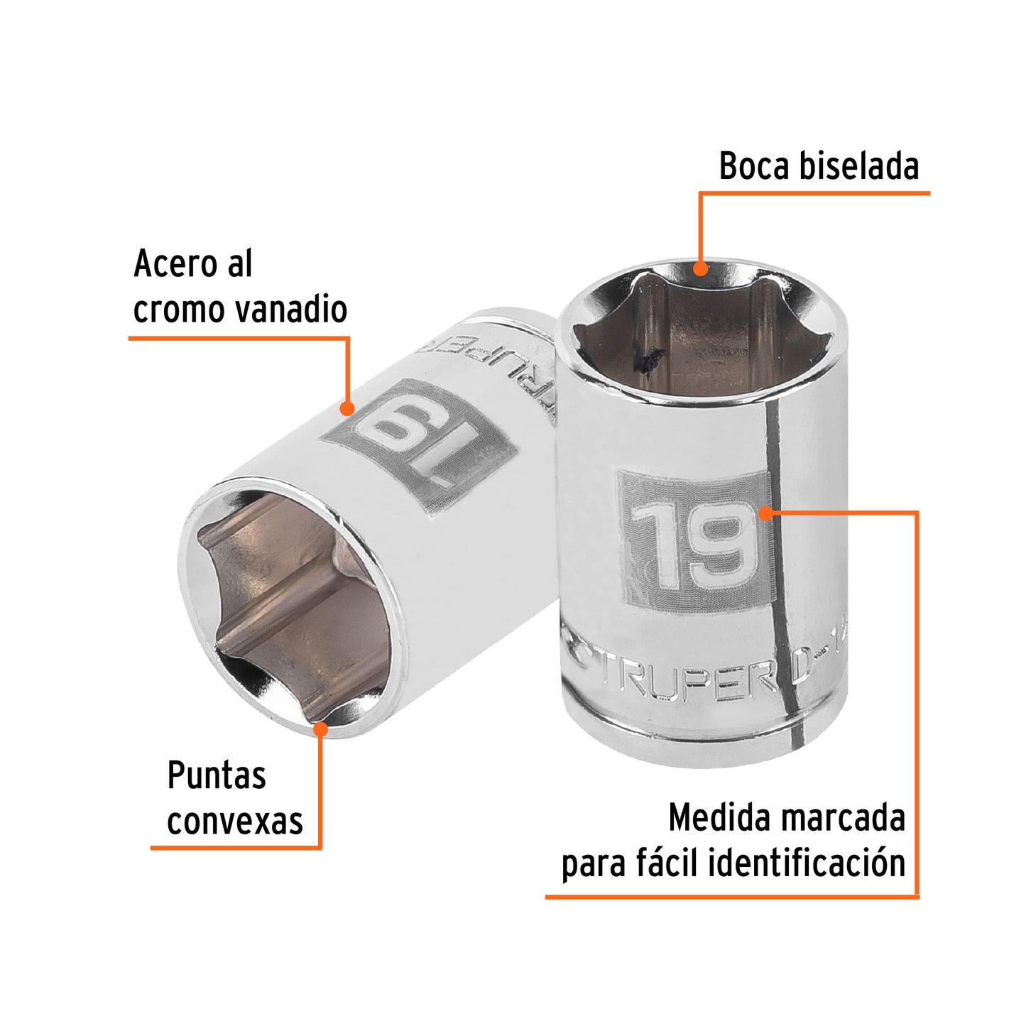 Dado 19 mm 6p cuadro 1/2pulg