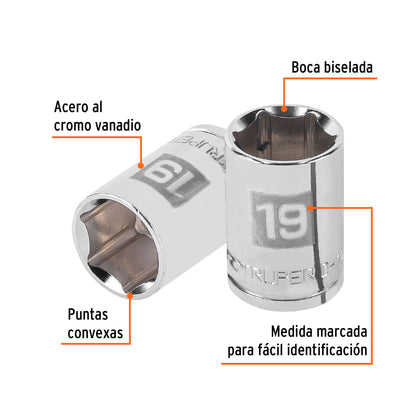 Dado 19 mm 6p cuadro 1/2pulg