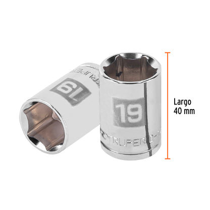 Dado 19 mm 6p cuadro 1/2pulg