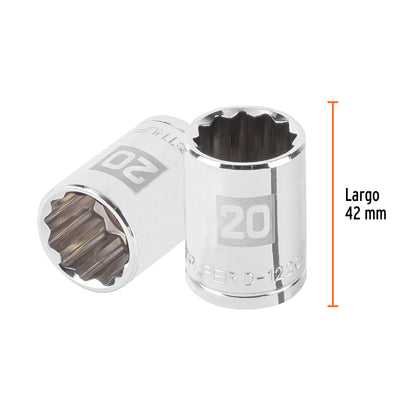 Dado 20 mm 12p cuadro 1/2pulg