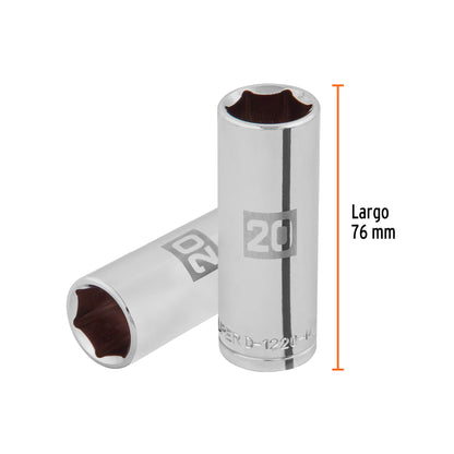 Dado largo 20 mm 6p cuadro 1/2pulg