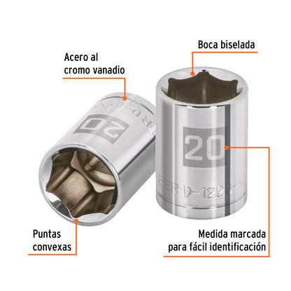 Dado 20 mm 6p cuadro 1/2pulg