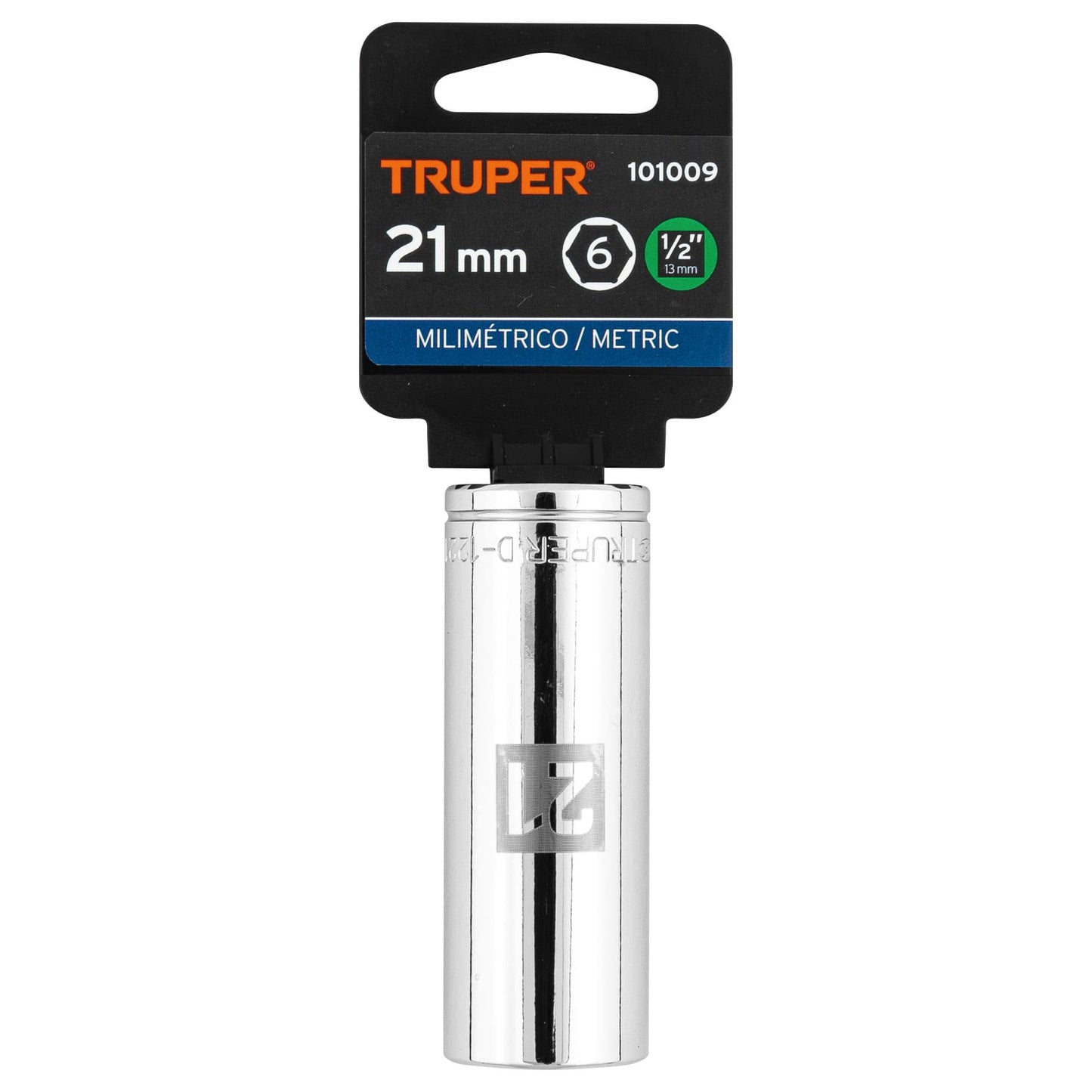 Dado largo 21 mm 6p cuadro 1/2pulg