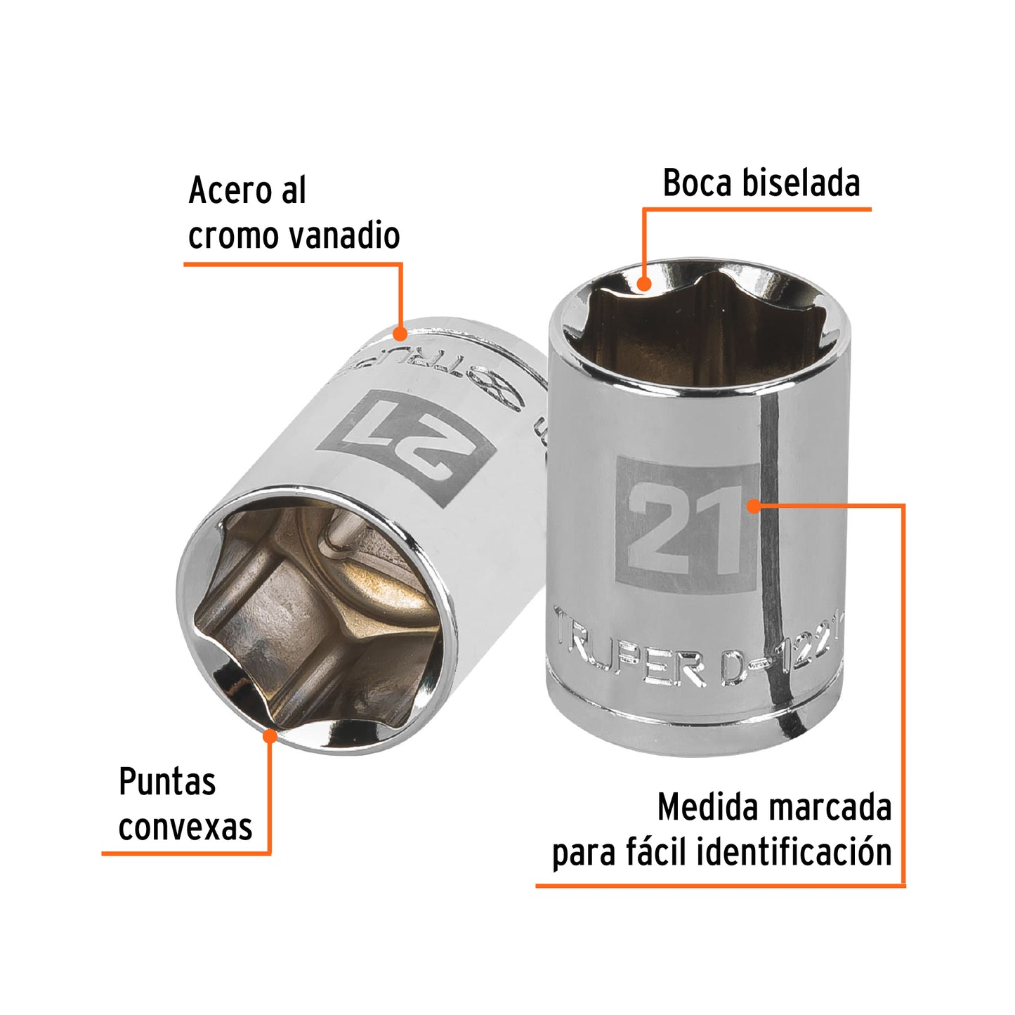 Dado 21 mm 6p cuadro 1/2pulg