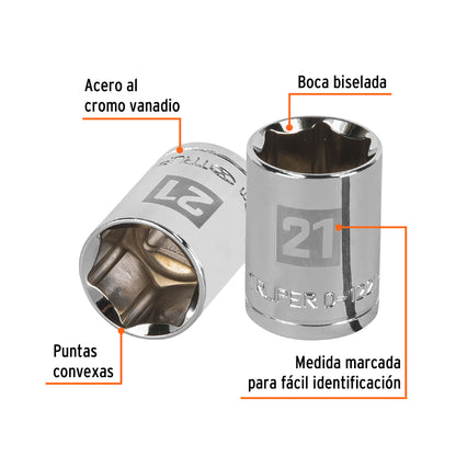 Dado 21 mm 6p cuadro 1/2pulg