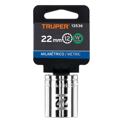 Dado 22 mm 12p cuadro 1/2pulg