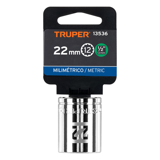 Dado 22 mm 12p cuadro 1/2pulg