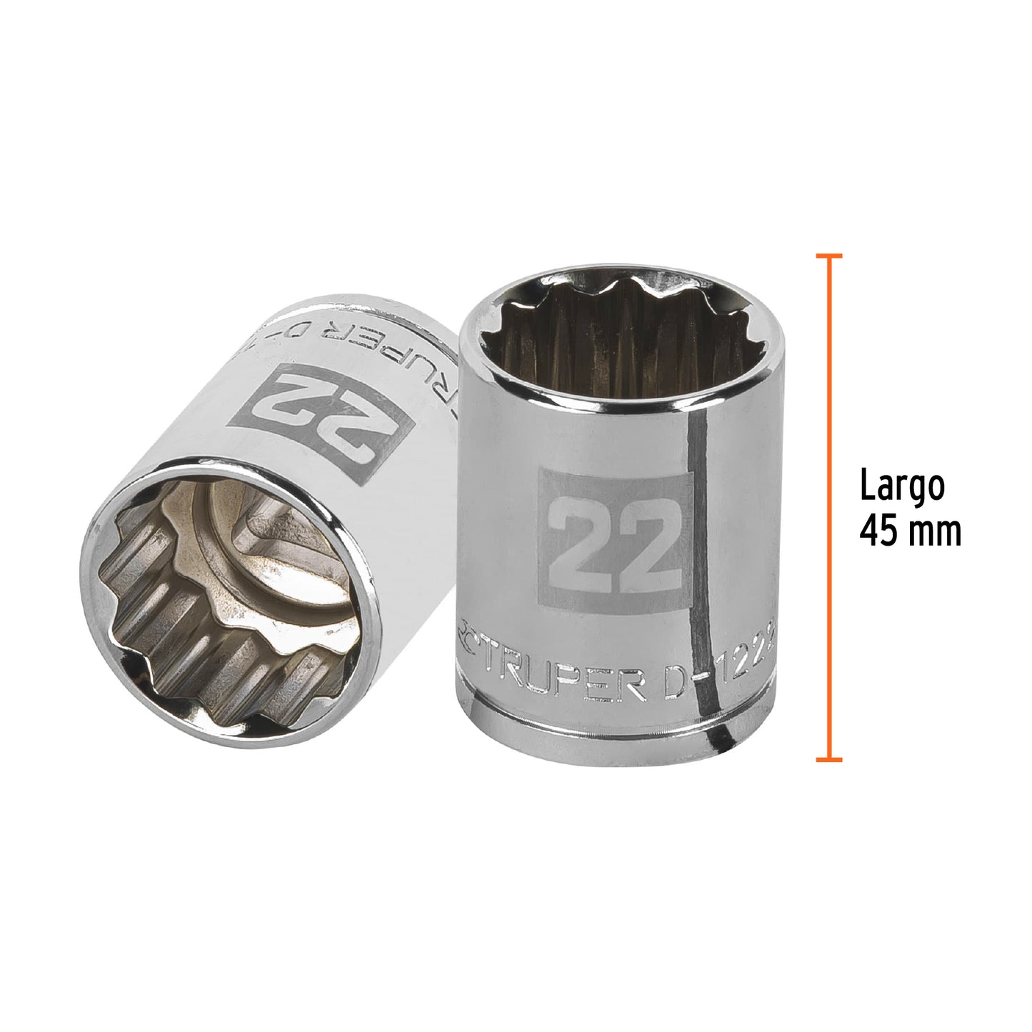 Dado 22 mm 12p cuadro 1/2pulg
