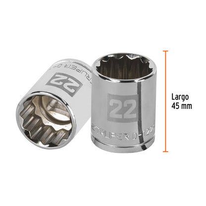 Dado 22 mm 12p cuadro 1/2pulg