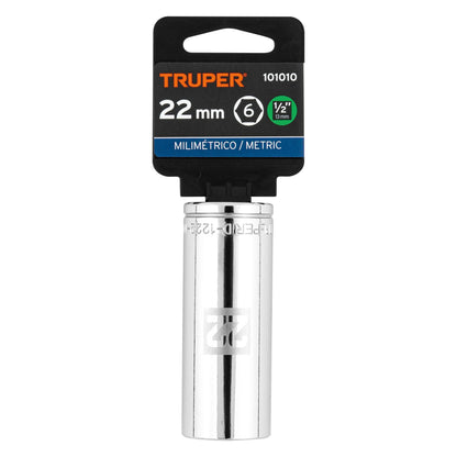 Dado largo 22 mm 6p cuadro 1/2pulg