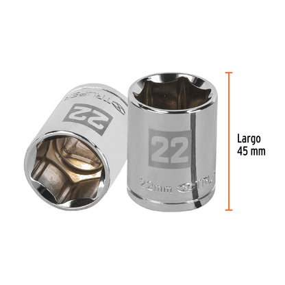 Dado 22 mm 6p cuadro 1/2pulg