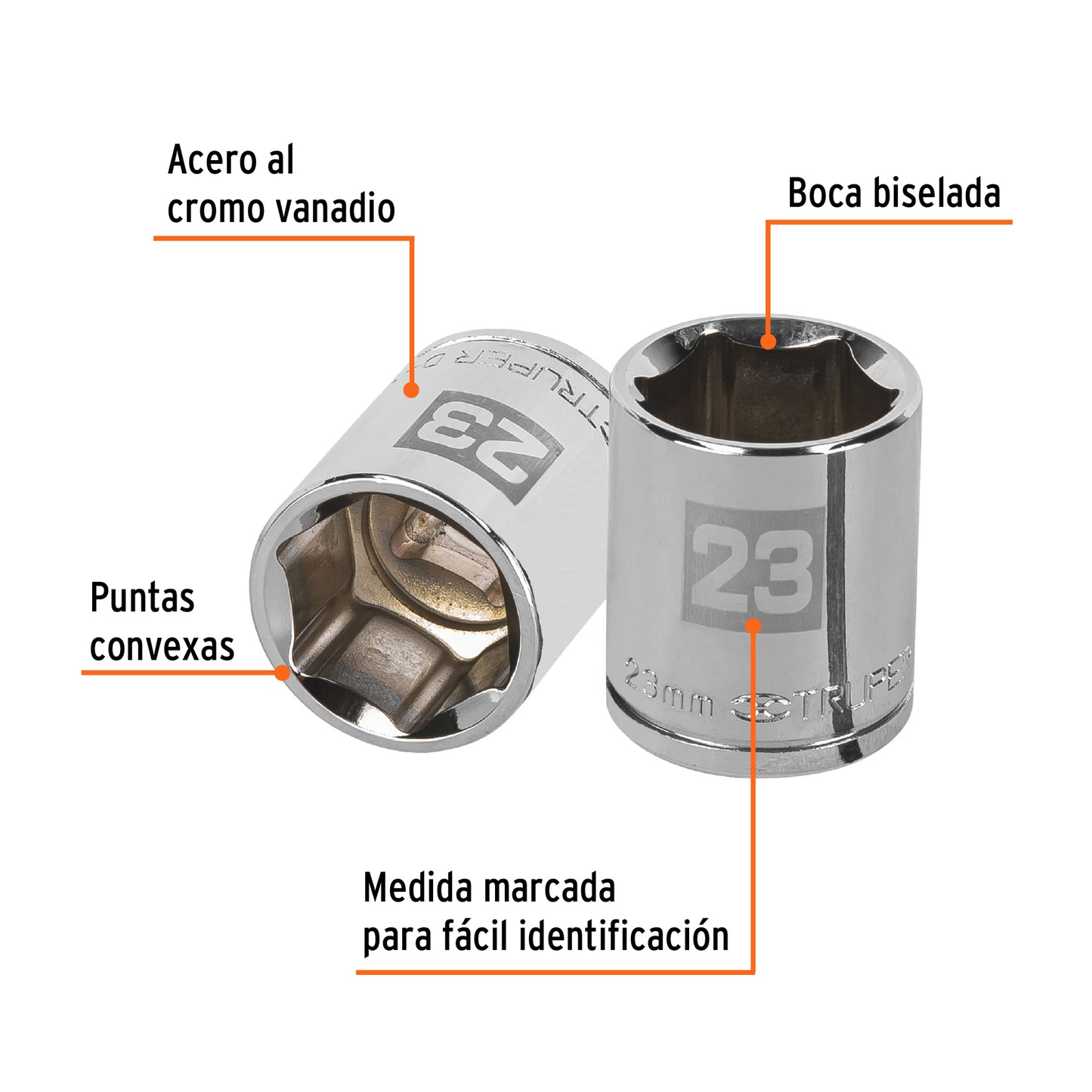 Dado 23 mm 6p cuadro 1/2pulg