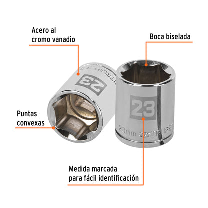 Dado 23 mm 6p cuadro 1/2pulg