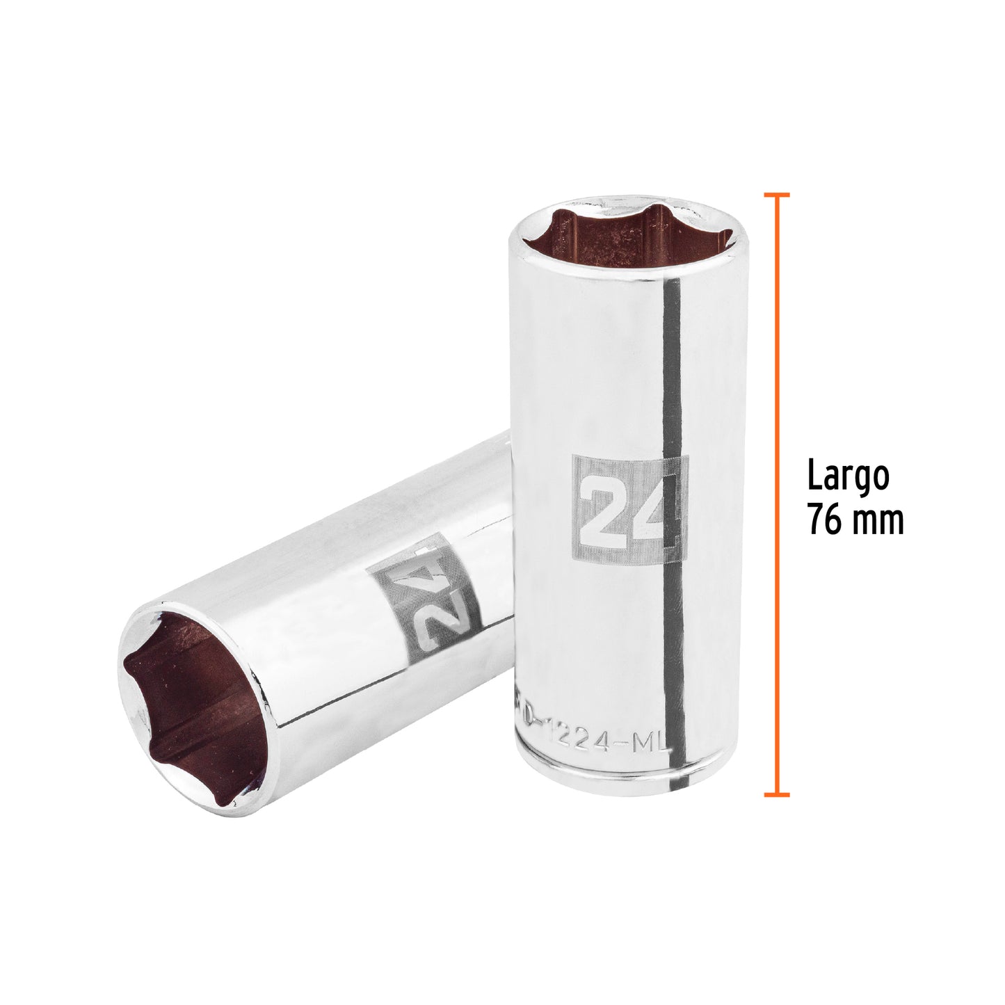 Dado largo 24 mm 6p cuadro 1/2pulg