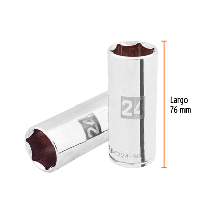 Dado largo 24 mm 6p cuadro 1/2pulg