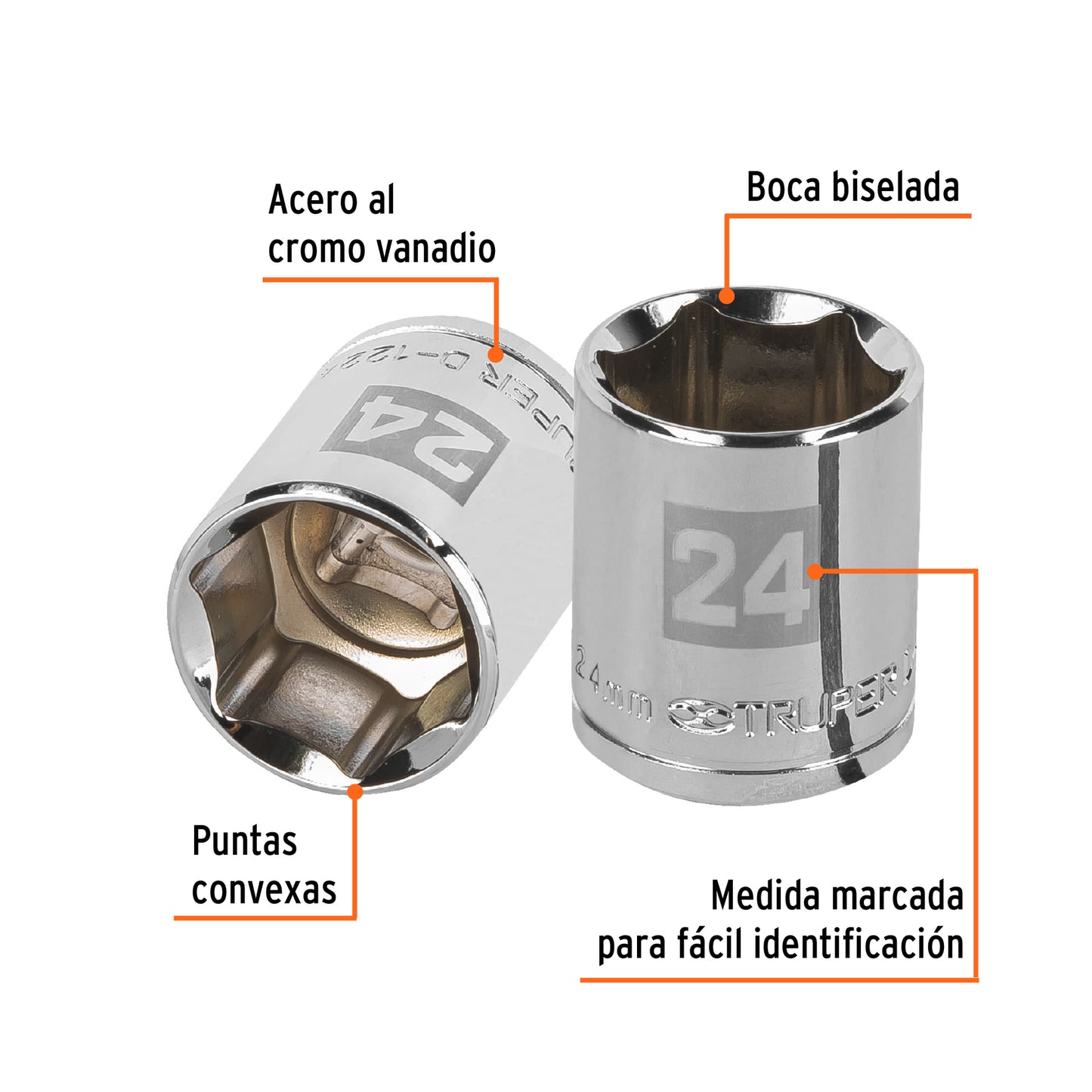Dado 24 mm 6p cuadro 1/2pulg