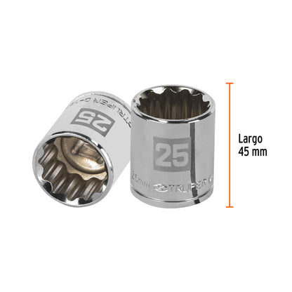 Dado 25 mm 12p cuadro 1/2pulg
