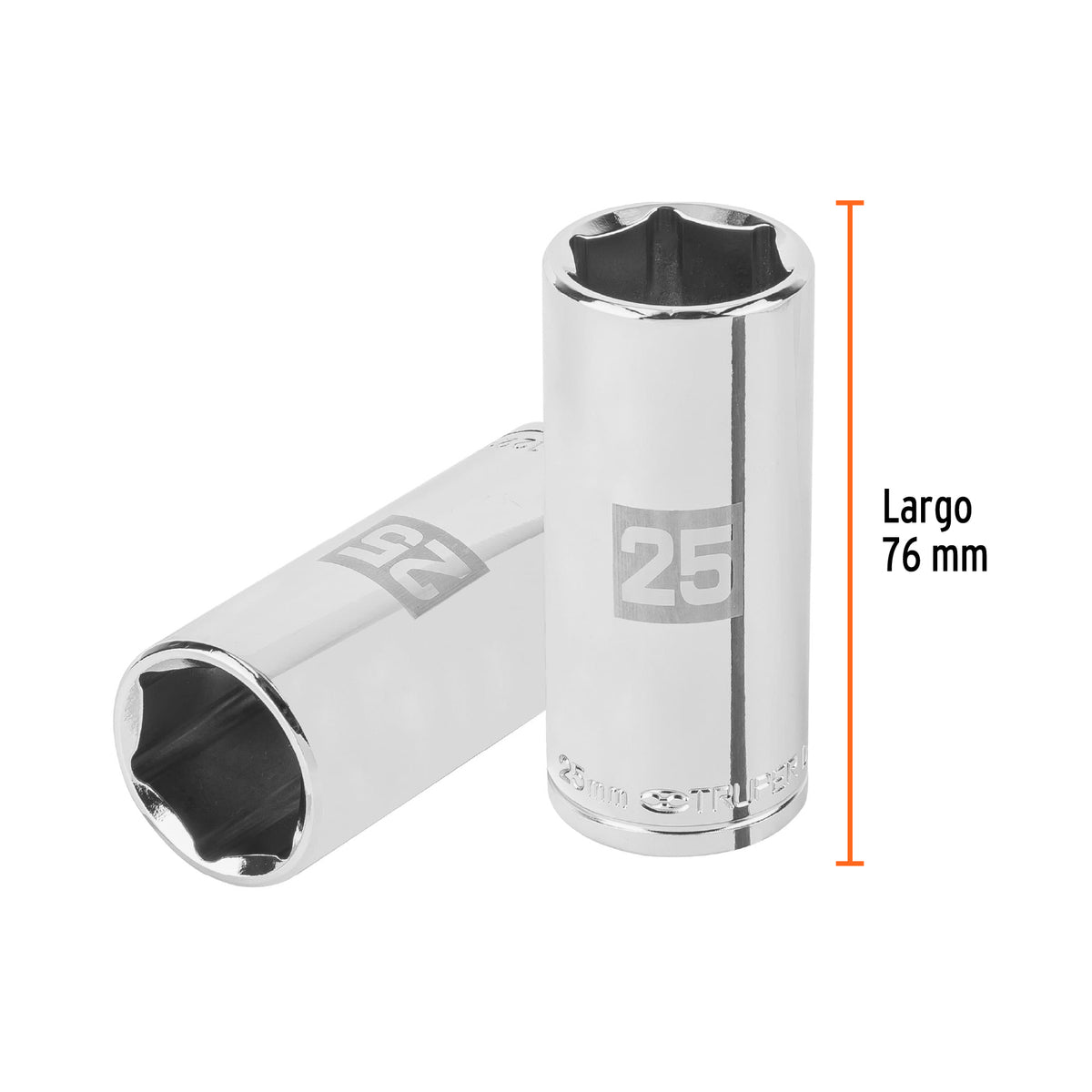 Dado largo 25 mm 6p cuadro 1/2pulg