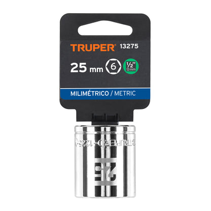 Dado 25 mm 6p cuadro 1/2pulg