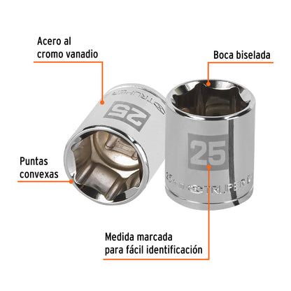 Dado 25 mm 6p cuadro 1/2pulg