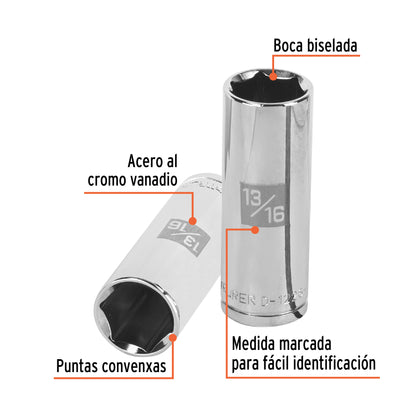 Dado largo 13/16pulg 6p cuadro 1/2pulg