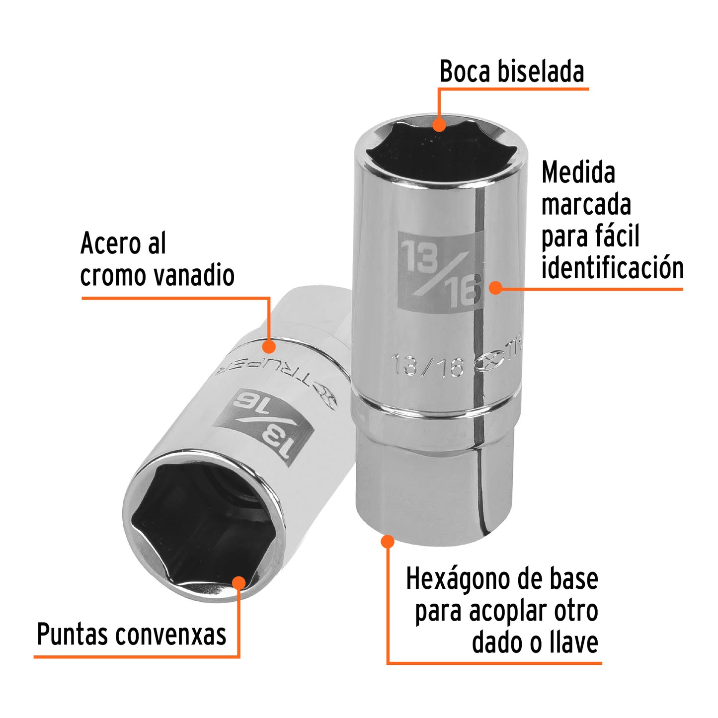 Dado largo bujía 13/16pulg cuadro 1/2pulg