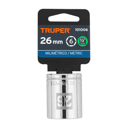 Dado 26 mm 6p cuadro 1/2pulg