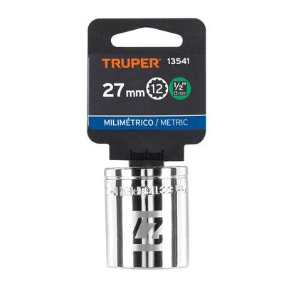 Dado 27 mm 12p cuadro 1/2pulg