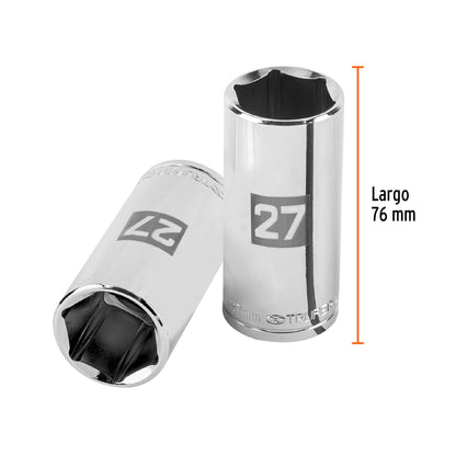 Dado largo 27 mm 6p cuadro 1/2pulg