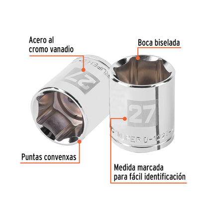Dado 27 mm 6p cuadro 1/2pulg