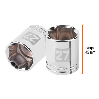 Dado 27 mm 6p cuadro 1/2pulg