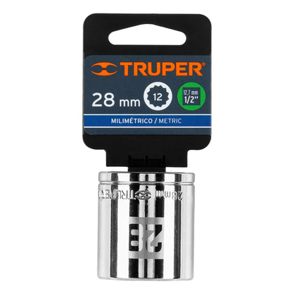 Dado 28 mm 12p cuadro 1/2pulg
