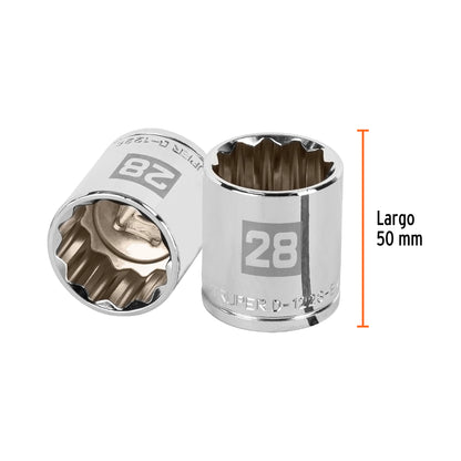 Dado 28 mm 12p cuadro 1/2pulg