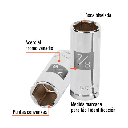 Dado largo 7/8pulg 6p cuadro 1/2pulg