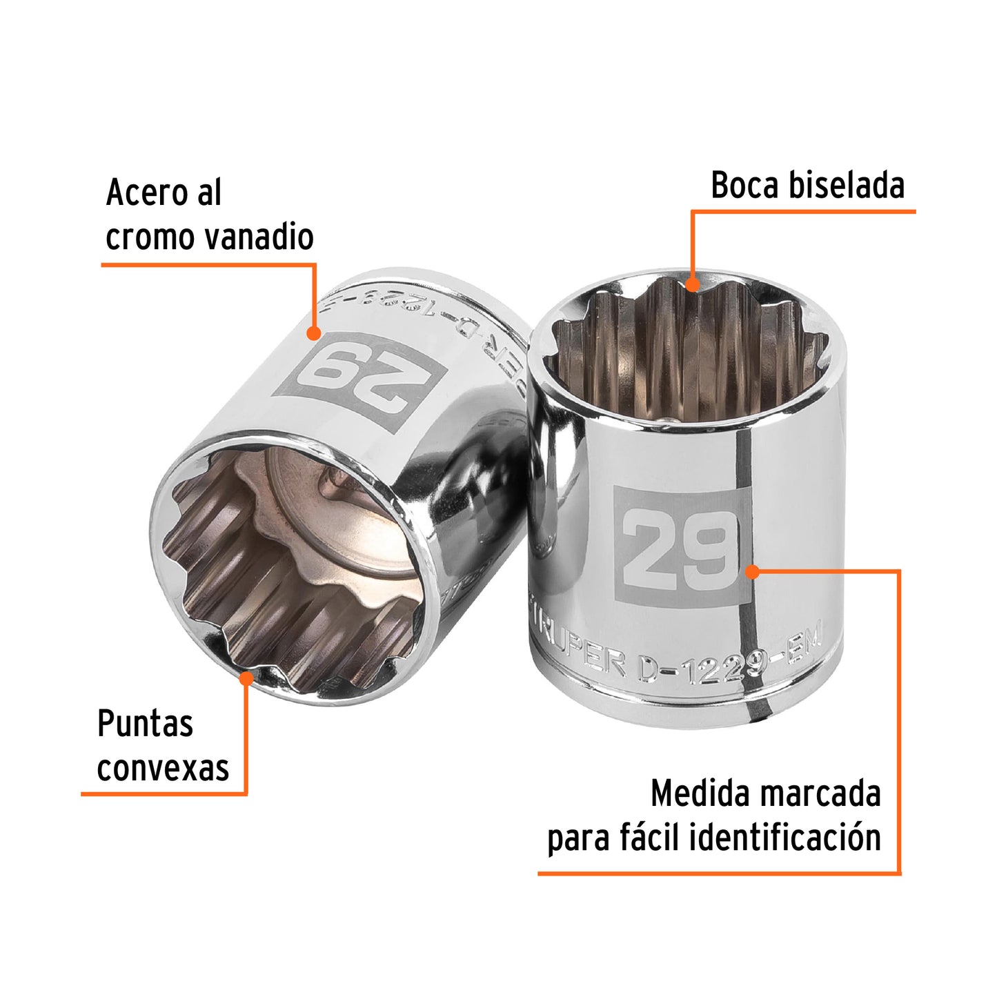 Dado 29 mm 12p cuadro 1/2pulg