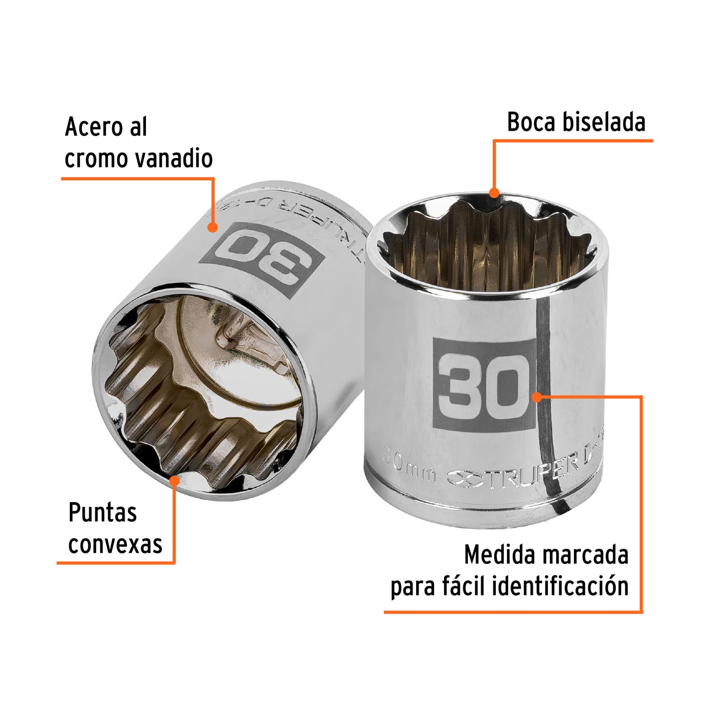Dado 30 mm 12p cuadro 1/2pulg
