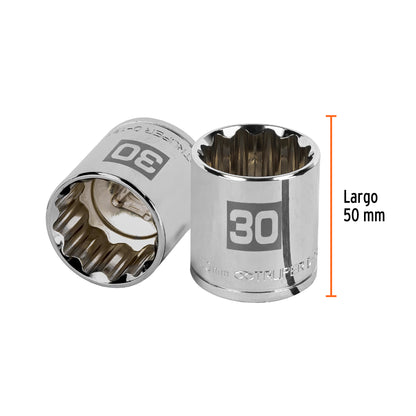 Dado 30 mm 12p cuadro 1/2pulg