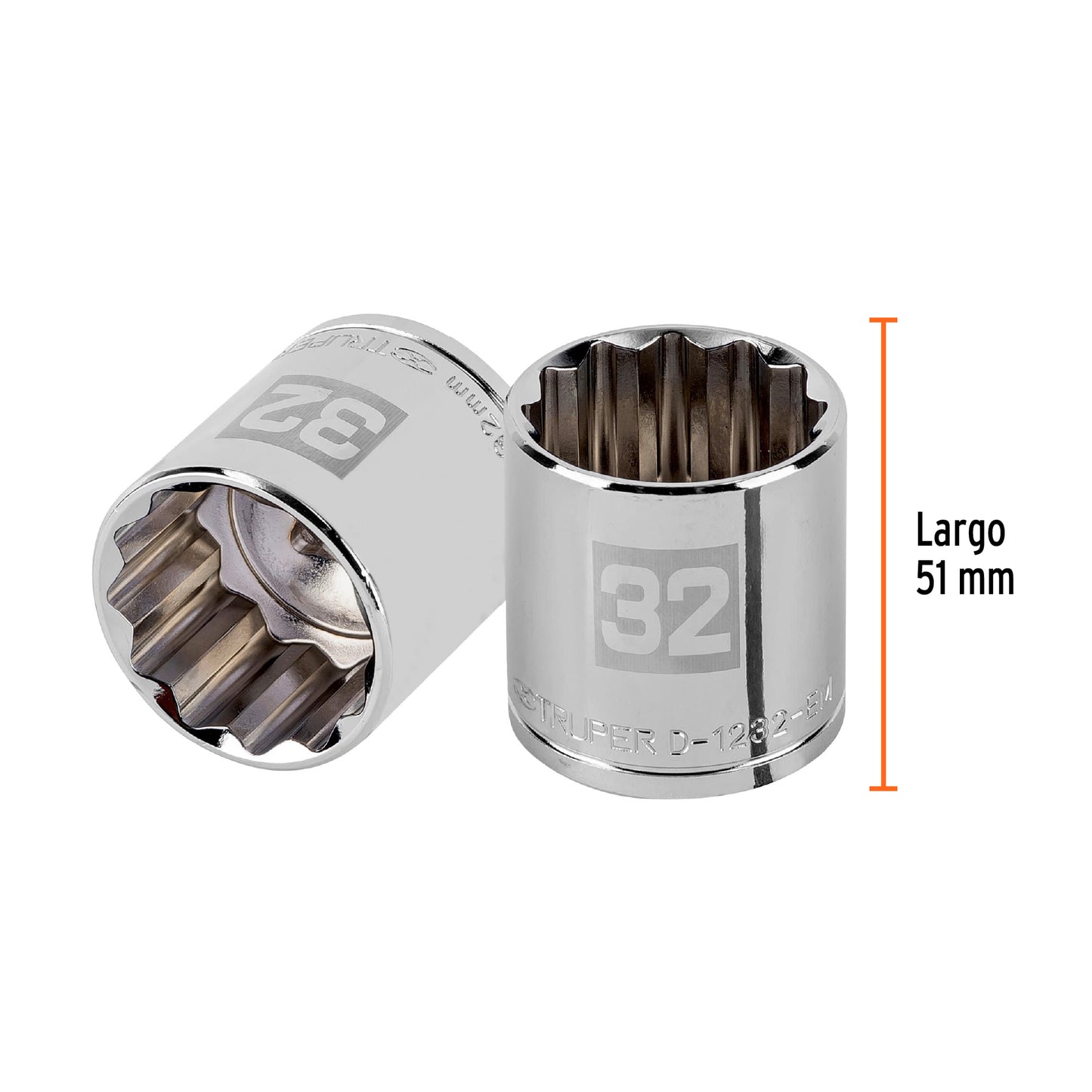 Dado 32 mm 12p cuadro 1/2pulg