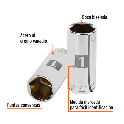 Dado largo 1pulg 6p cuadro 1/2pulg