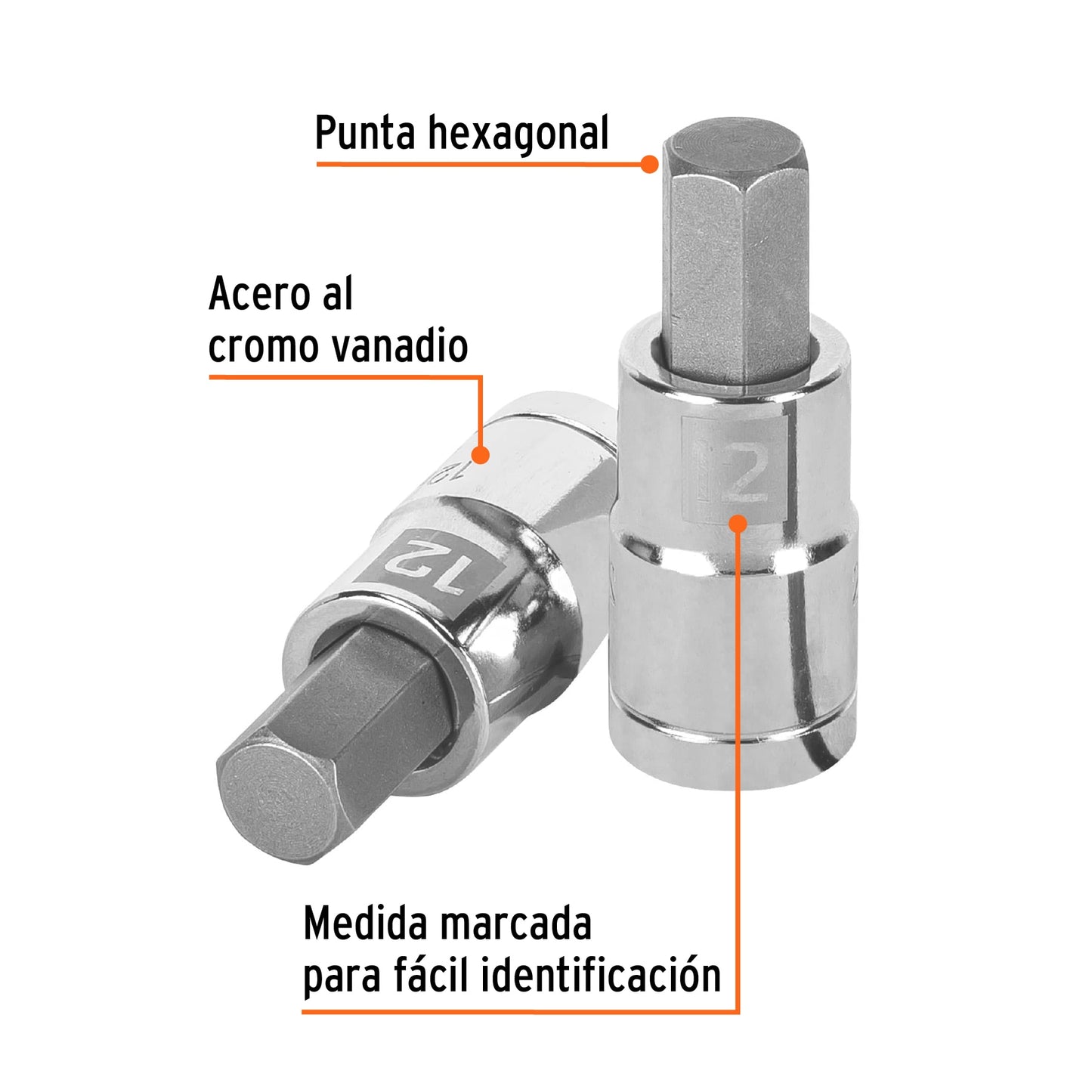 Dado punta hexagonal 12 mm cuadro 1/2pulg