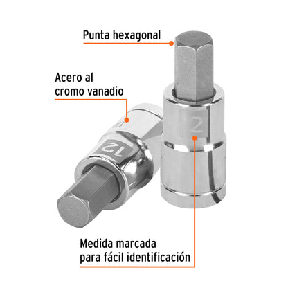 Dado punta hexagonal 12 mm cuadro 1/2pulg
